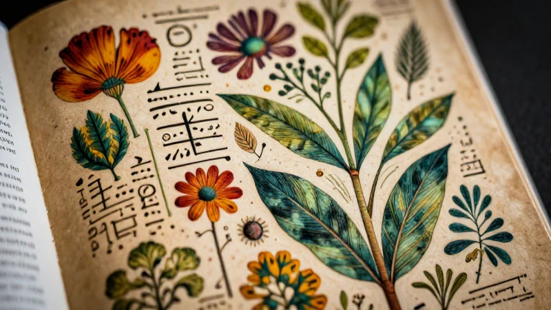 Detalle fotorrealista de tablilla cuneiforme botánica