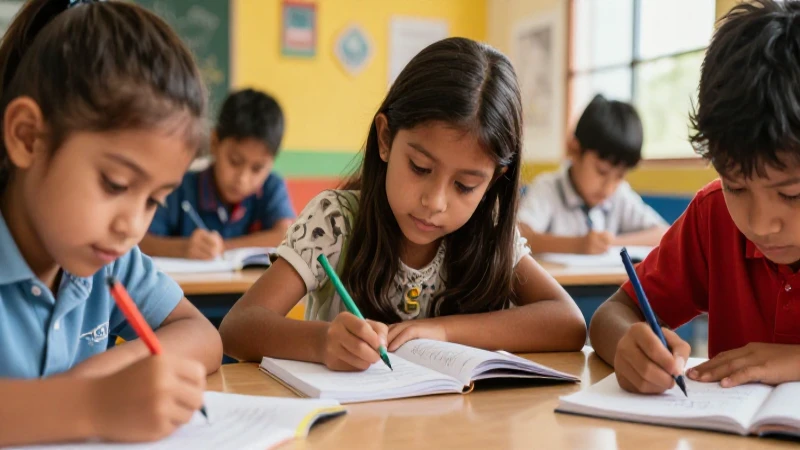Niños mexicanos aprendiendo en una clase moderna