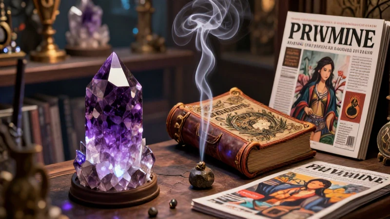 Estilo editorial dramático de tienda esotérica moderna