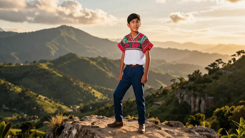 Joven estudiante mexicano en majestuosa Sierra