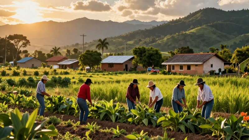 Comunidad rural mexicana en agricultura dorada