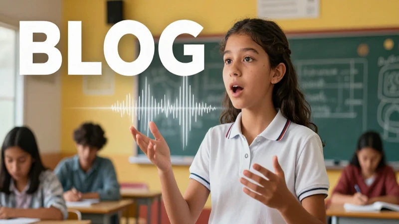 Estudiante joven habla en entorno educativo moderno