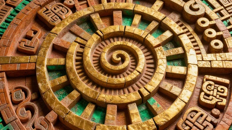 Relieve mesoamericano dorado, hiperrealista y detallado