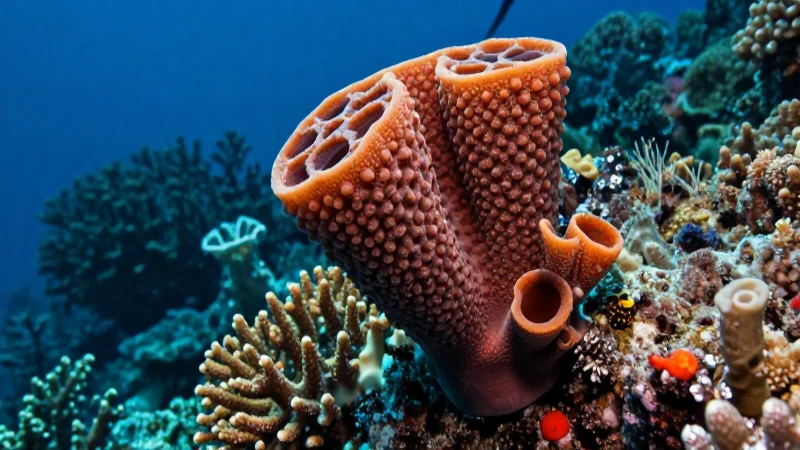 Es un detalle hiperrealista de un coral vibrante