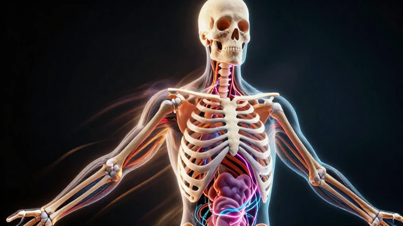 Esqueleto humano con energía, vibrante y estilizado
