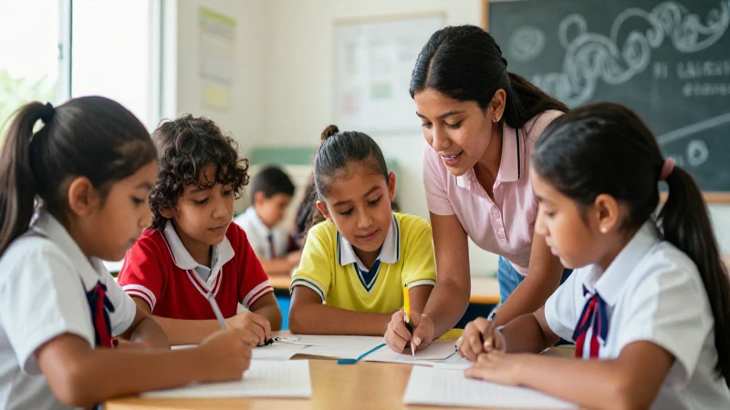Niños mexicanos aprendiendo con gran alegría