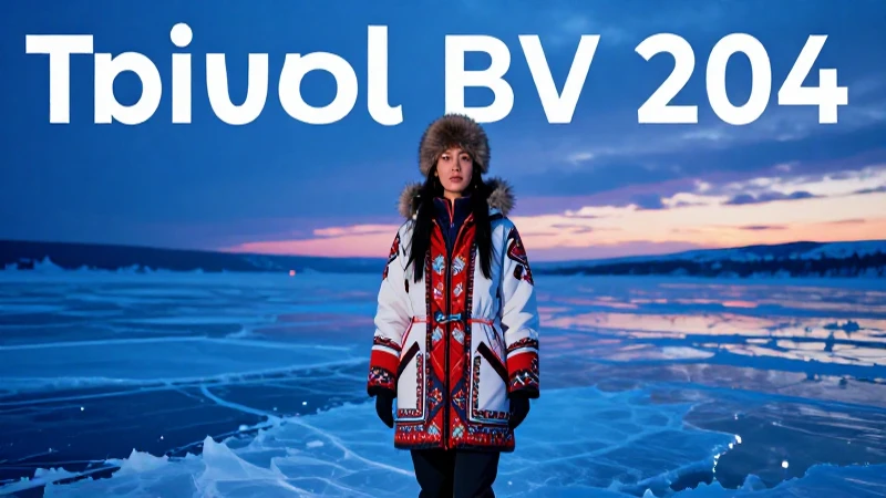 Mujer inuit en parka sobre hielo ártico
