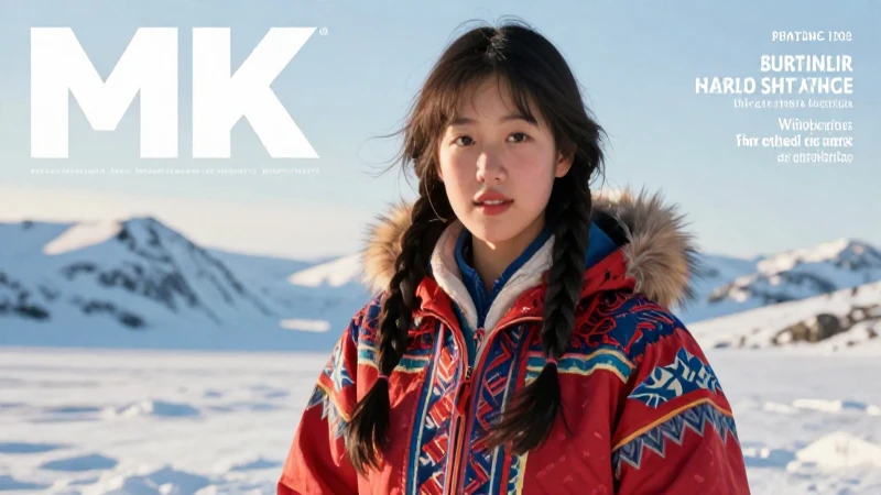 Joven Inuit en parka vibrante, luz cálida y arte detallado