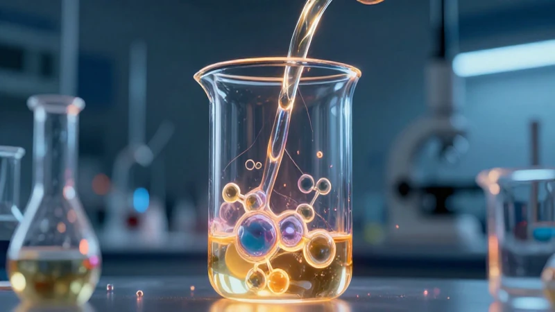 Fluido dinámico en laboratorio con estructura molecular brillante