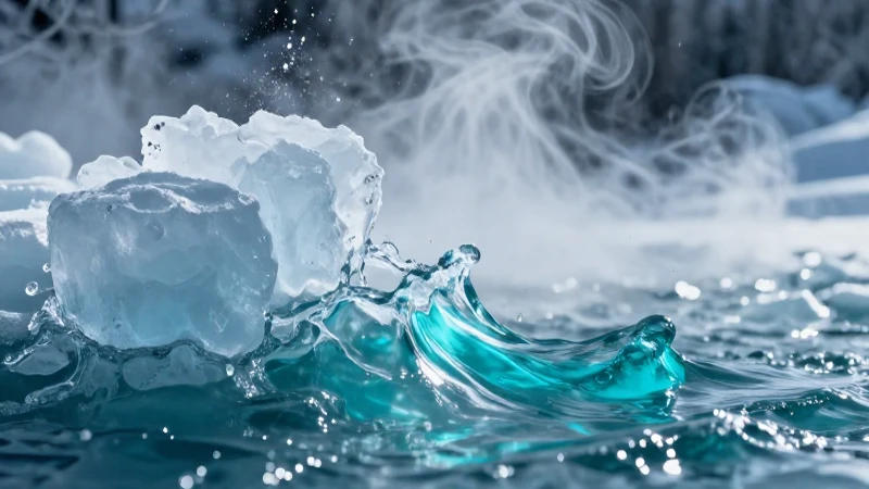 Estados del agua: descubre los diferentes estados del agua 6 Hielo brillante y agua azul cristalina en alta definición