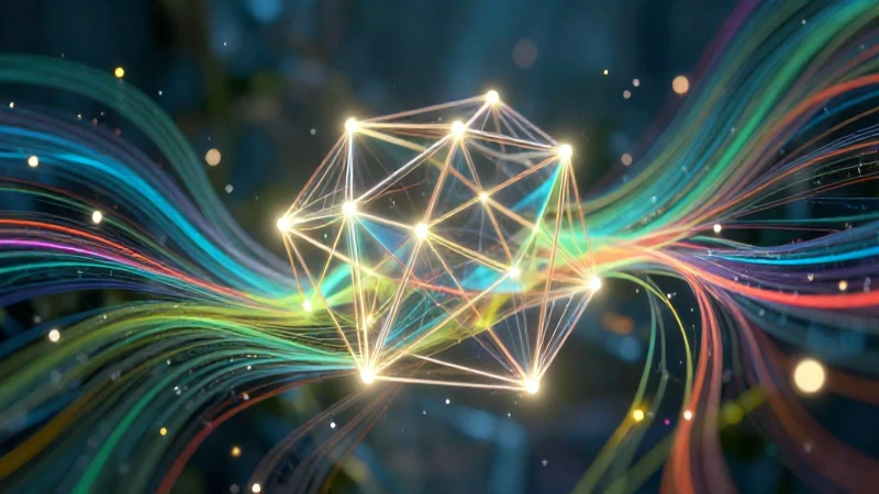 Red geométrica brillante con datos académicos fluyen
