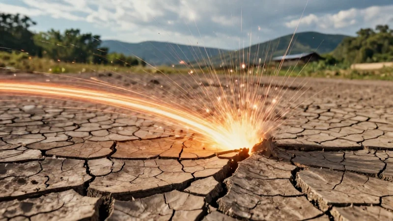 Impacto visual dinámico en tierra agrietada