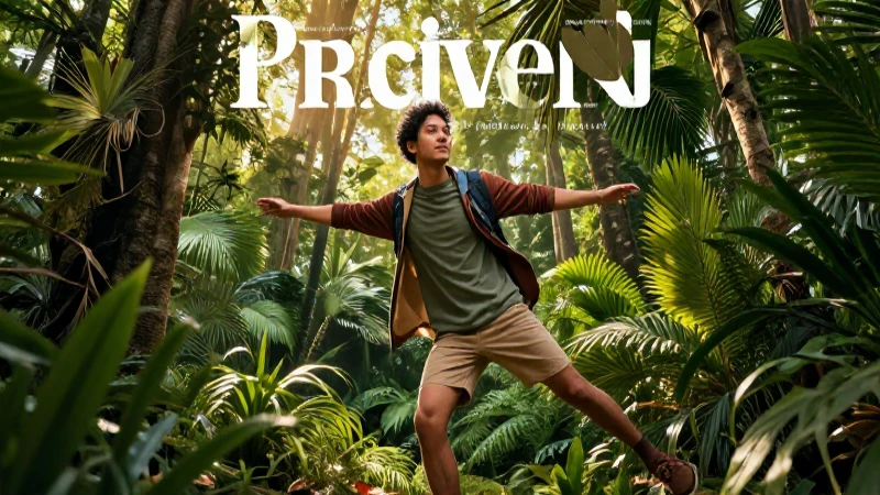 Estilo de vida: 10 claves para un bienestar integral 8 Joven en bosque tropical con luz dorada