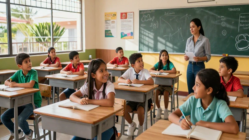 Revolucionando la educación en Veracruz: La estrategia estatal de la Nueva Escuela Mexicana 4 Niños mexicanos alegres aprendiendo en clase