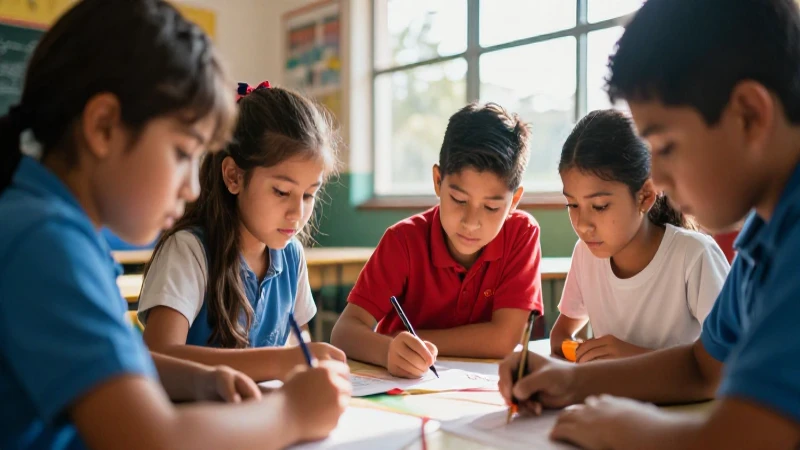 Transformando la educación: Estrategia de la nueva escuela mexicana 4 Estudiantes mexicanos colaboran en proyecto con luz brillante