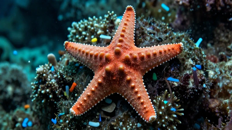 Fotografía macro vibrante de estrella de mar realista
