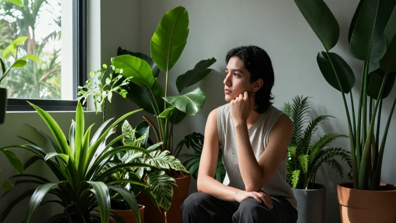 Cómo puedes evitar el estrés y encontrar la calma interior 7 Retrato sereno en interior moderno y natural