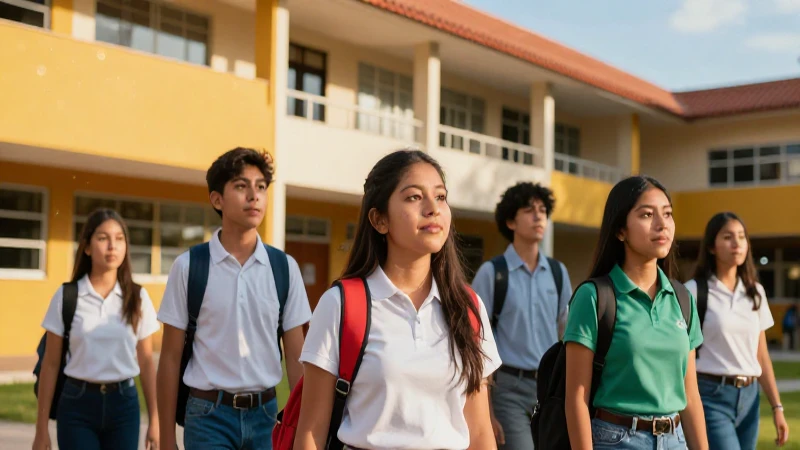 Estudiantes mexicanos vibrantes en moderno campus
