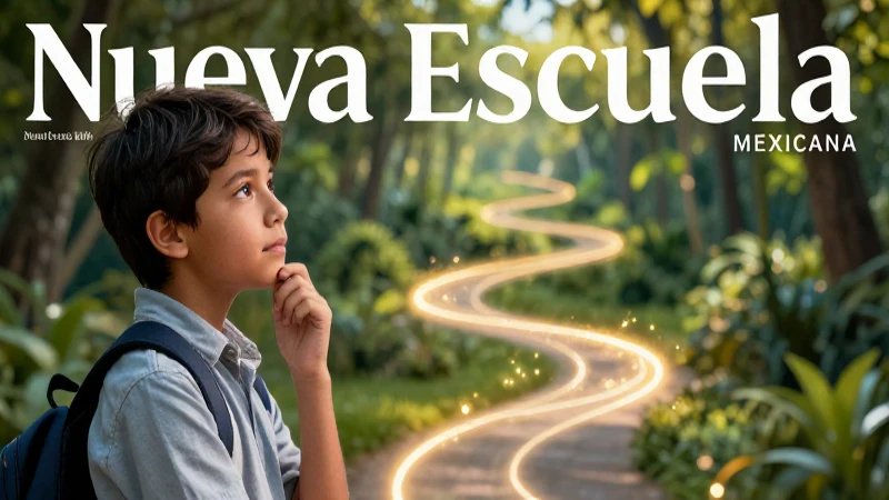 Estudiante reflexivo y camino vibrante de decisiones