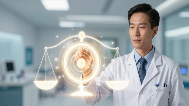 Qué es la ética: historia, tipos y ejemplos esenciales 7 Médico en clínica con escala ética abstracta