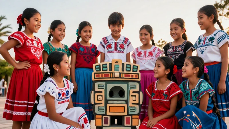 Niños felices celebrando cultura mexicana vibrante