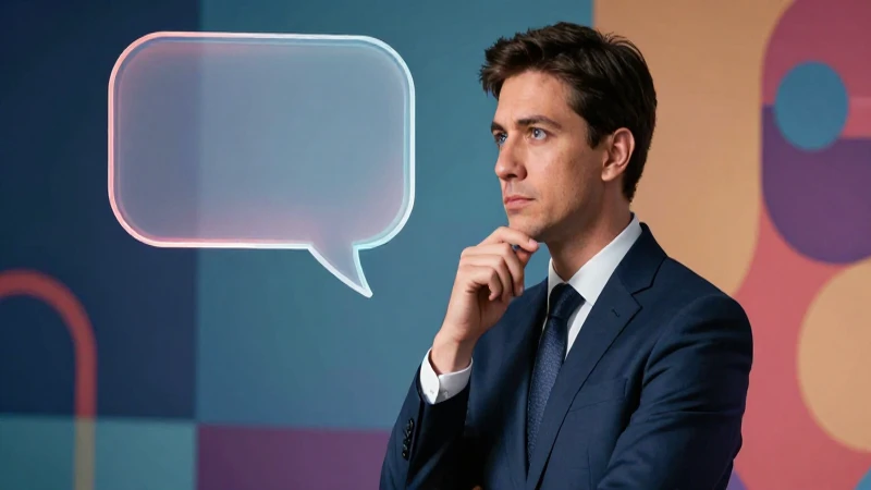 Figura política en traje moderno reflexiona sobre burbuja