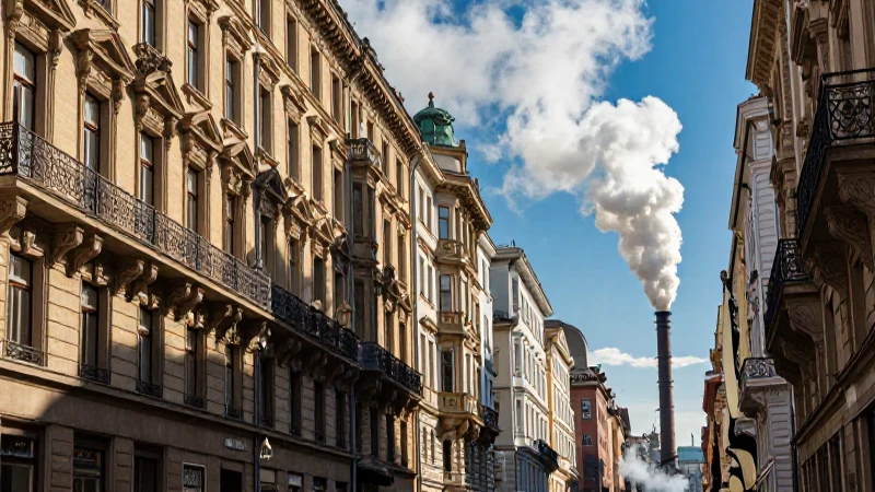 Europa antes de la 1ª Guerra Mundial: el impacto histórico 5 Opulenta calle europea con humo dramático