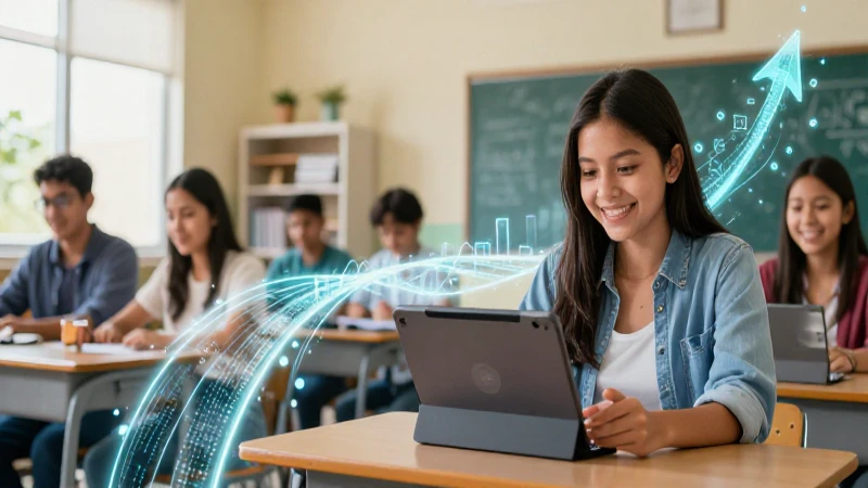 Estudiante mexicano aprende con tecnología digital vibrante