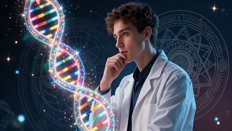 Inteligencia científica con aura mística vibrante