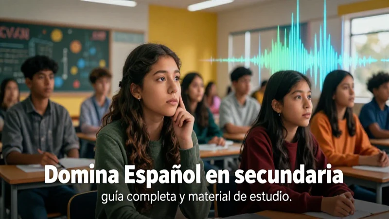 Estudiantes mexicanos aprendiendo en un entorno moderno. Desarrolla tus habilidades de escucha en español de Domina español en secundaria: guía completa y material de estudio