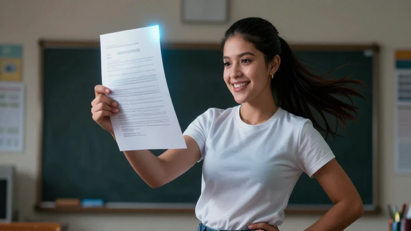 Estudiante mexicano vibrante con examen brillante