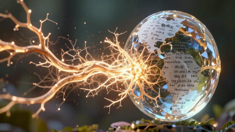 Conceptos abstractos fluyen hacia un orbe cristalino