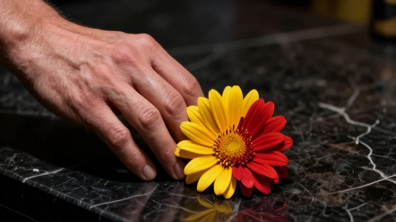 Exequias: definición, características y concepto clave 7 Ofrenda floral vibrante en mármol oscuro