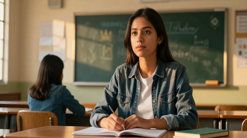 Maestra joven mexicana con luz cinematográfica y estilo moderno
