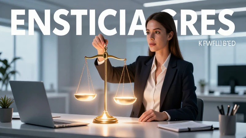 Profesional elegante con balanza de justicia y estética moderna