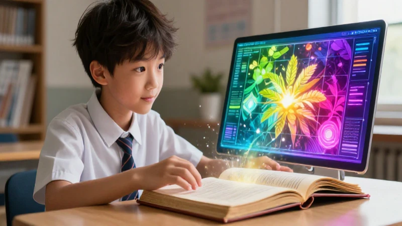 Adaptaciones literarias simplificadas: Ideal para estudiantes de SEP 3 Estudiante moderno con libro transformado en pantalla digital
