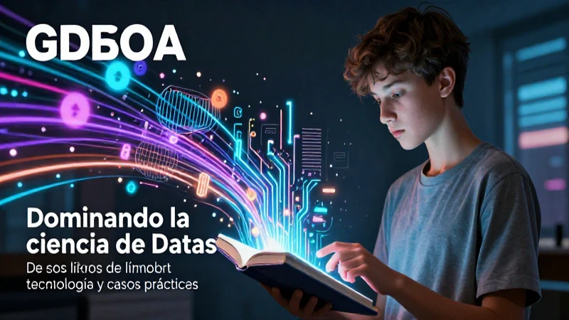 Dominando la ciencia de datos con libros de tecnología y casos prácticos 4 Estudiante aprendiendo ciencia de datos futurista