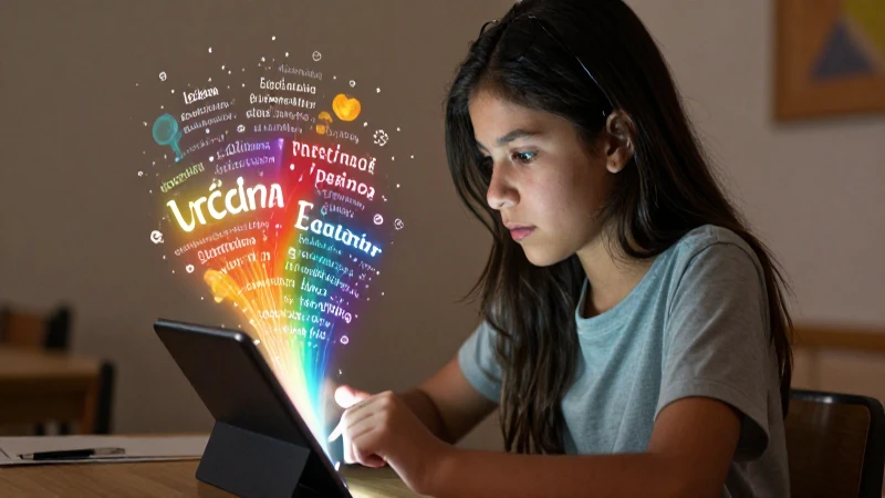 Estudiante mexicano aprende español con tablet digital