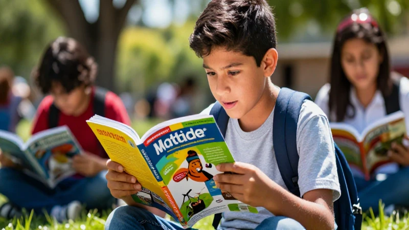 Joven mexicano lee con entusiasmo al aire libre