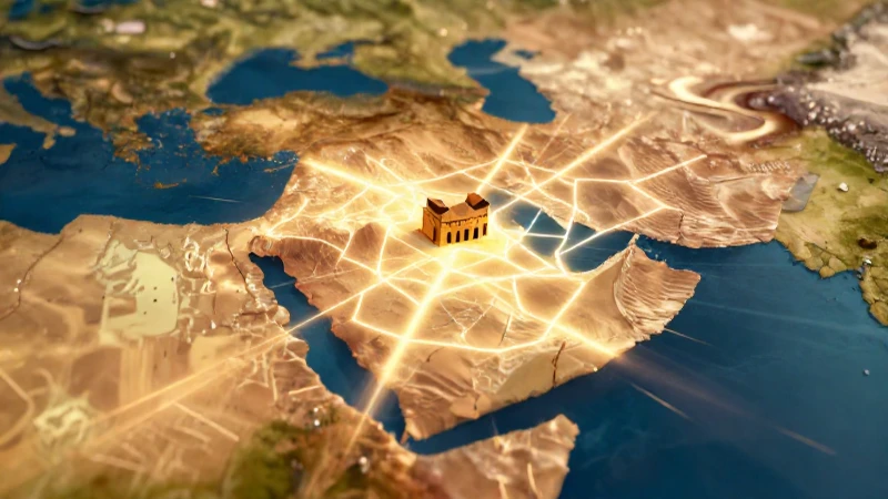 La expansión del islam: análisis de influencia y alcance global 3 Mapa luminoso de Oriente con patrones dorados