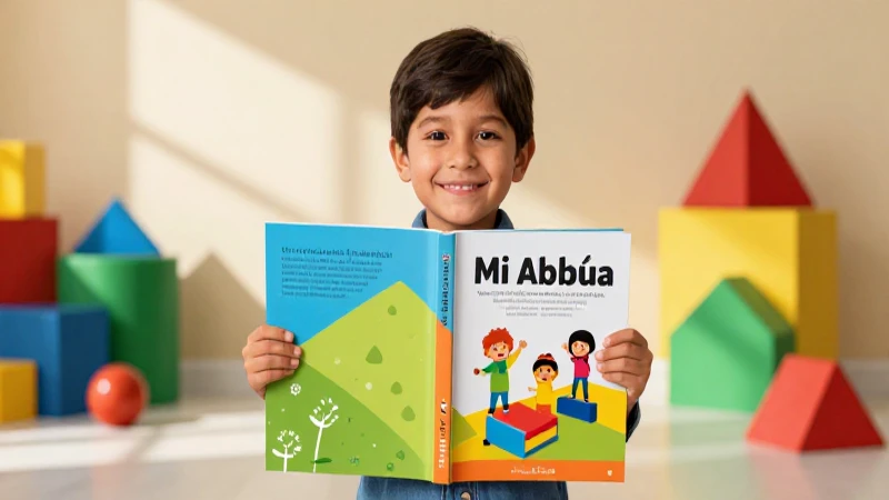 Niño mexicano aprendiendo con vibrante ilustración educativa