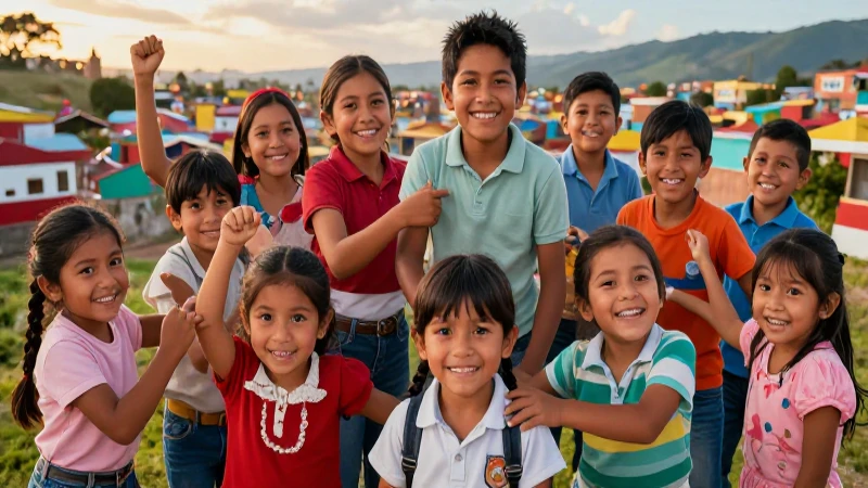 Crecimiento alegre de niños mexicanos