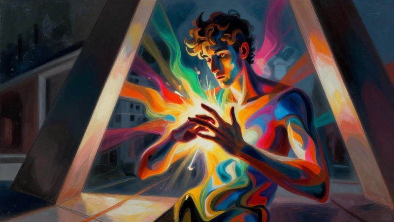 Expresionismo: Qué es, características, obras y autores 6 Ilustración expresionista vibrante con contraste arquitectónico