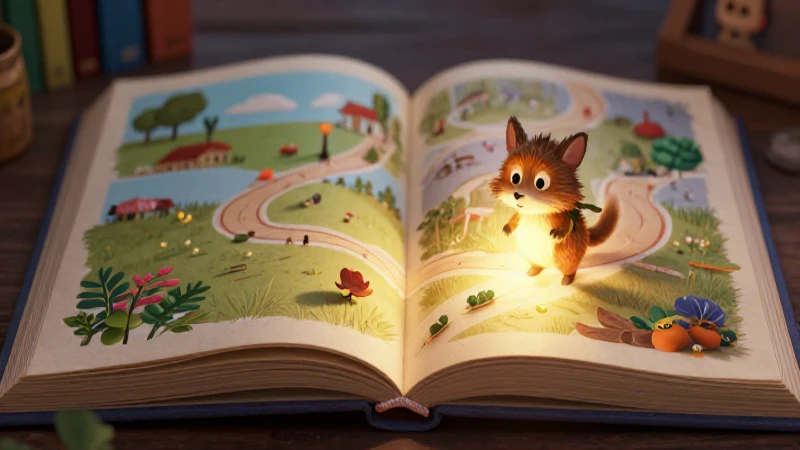 Ilustración de libro estilo mexicano con animal sabio y luz