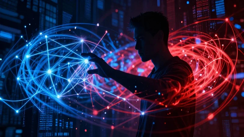 Facebook: Qué es, aplicaciones, definición y concepto 7 Silueta humana en caos digital vibrante y complejo