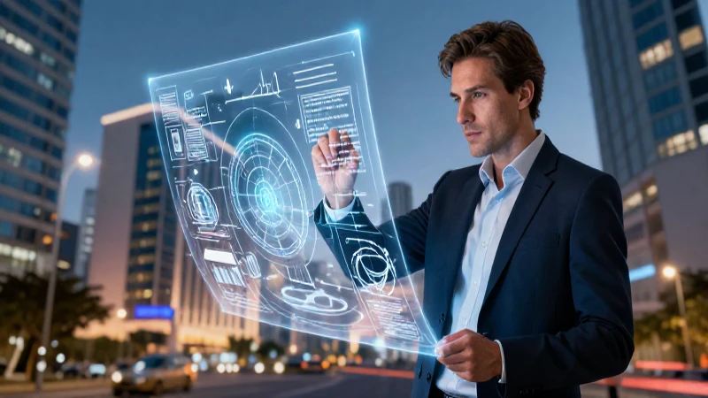 Ejecutiva de negocios revisando planos en arquitectura moderna