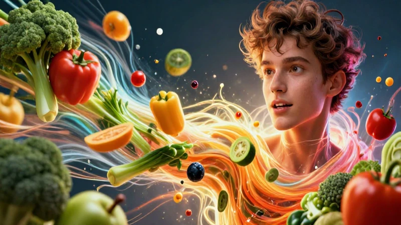 Retrato vibrante de energía y salud con superalimentos