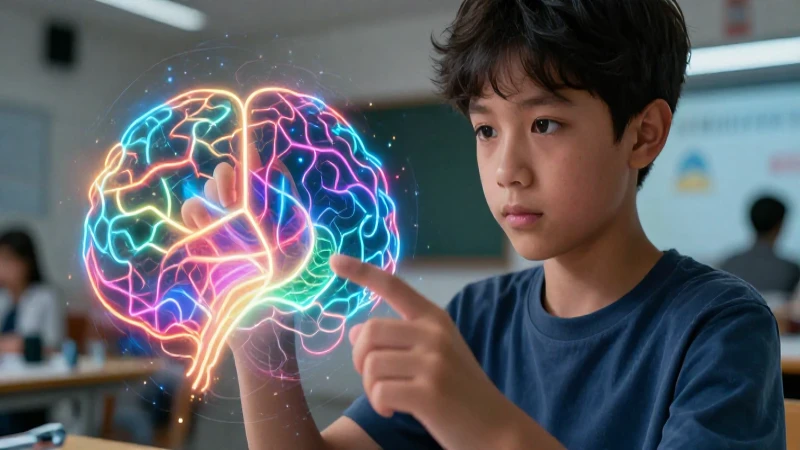 Estudiante con redes neuronales en estilo cinemático