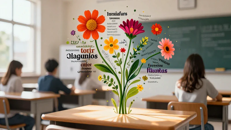 Familia de las Palabras: 50 Ejemplos Clave para Entender 4 Ilustración de raíces de palabras floreciendo