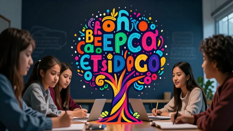 Familia de las Palabras: 50 Ejemplos Clave para Entender 9 Diseño educativo moderno con estética vibrante